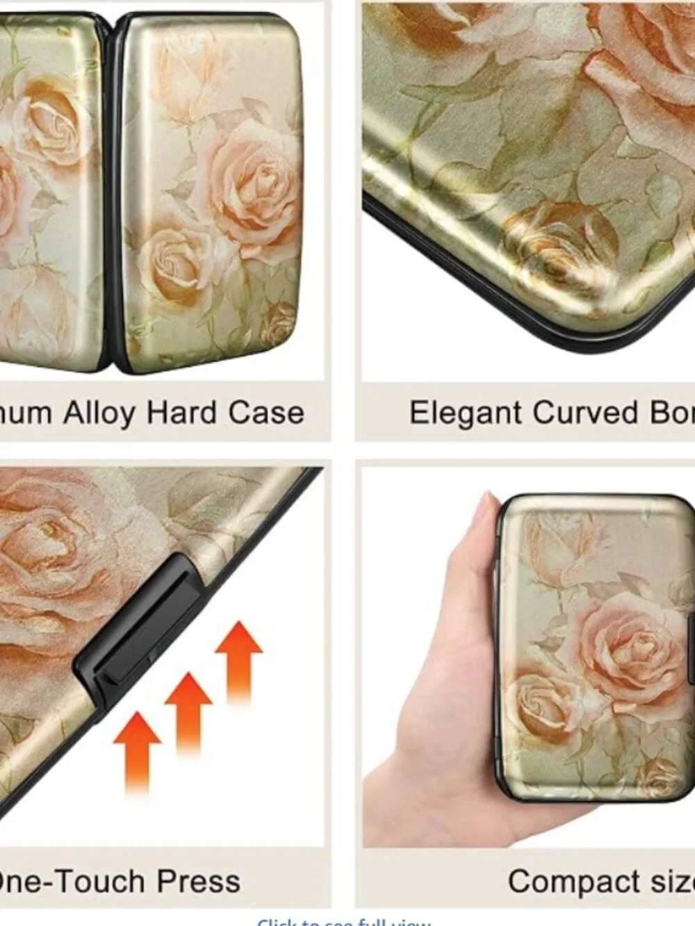 Womens Credit Card Holder Wallet Mini Aluminum Wallet RFID Rose Gold Travel